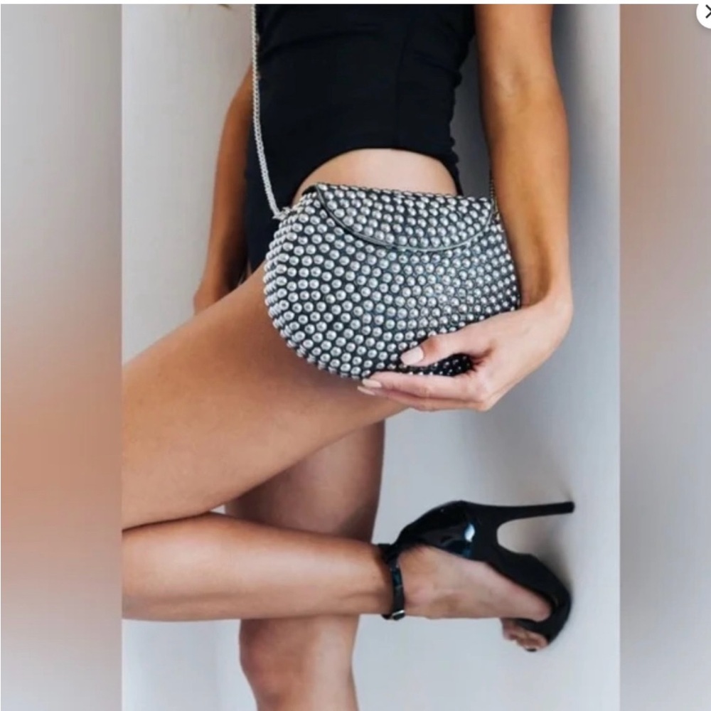 New Ramla Rockstar Silver Studded Bag